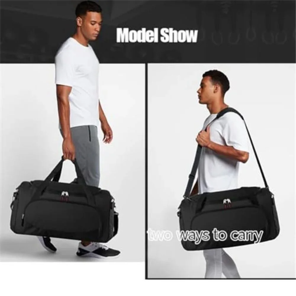 Gym Bag Men 55L Black Durable Large Duffle Bag for Travel Workout